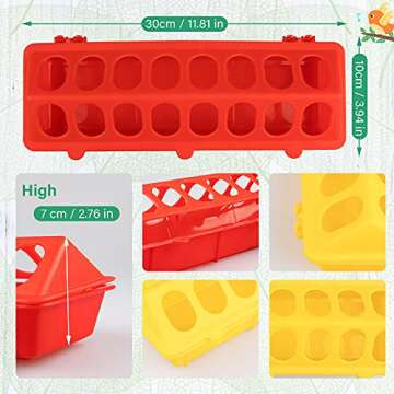 WSERE 3 Pack Plastic Flip Top Bird Small Poultry Feeder for Pigeon Quails Ducklings Birds, Green Red...