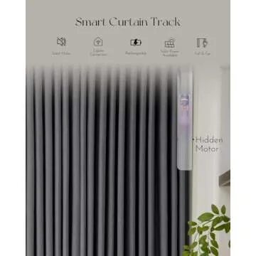 Graywind Rechargeable Smart Curtains Compatible with Alexa App Remote Control Motorized Drape for Sliding Door One-Way or Split Draw, Custom Width Up to 220" (Blackout Chevron Series)