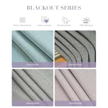 Graywind Rechargeable Smart Curtains Compatible with Alexa App Remote Control Motorized Drape for Sliding Door One-Way or Split Draw, Custom Width Up to 220" (Blackout Chevron Series)