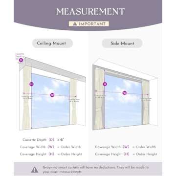 Graywind Rechargeable Smart Curtains Compatible with Alexa App Remote Control Motorized Drape for Sliding Door One-Way or Split Draw, Custom Width Up to 220" (Blackout Chevron Series)