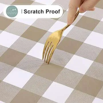 misaya Waterproof Vinyl Table Cloth for Indoor Outdoor Use