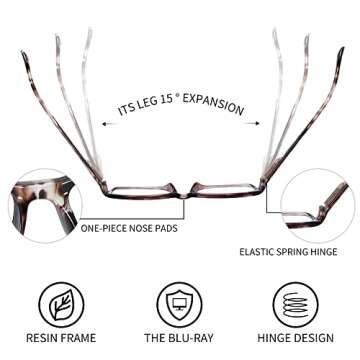 CICIMAX 5 Pairs Blue Light Blocking Reading Glasses