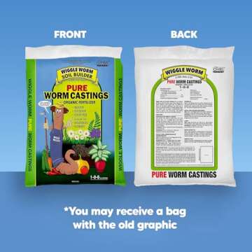 Wiggle Worm 100% Pure Organic Worm Castings Fertilizer, 30-Pounds - Improves Soil Fertility and Aeration for Houseplants, Vegetables, Gardens, and More – OMRI-Listed and Mineral-Dense