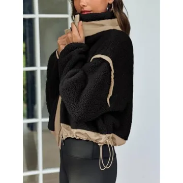 Stylish Tankaneo Cropped Zip Up Fleece Jacket