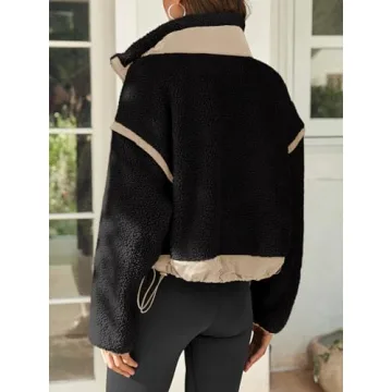 Stylish Tankaneo Cropped Zip Up Fleece Jacket