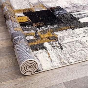 Rugshop Contemporary Modern Abstract Area Rug 5' x 7' Gold