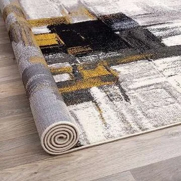 Rugshop Contemporary Modern Abstract Area Rug 5' x 7' Gold