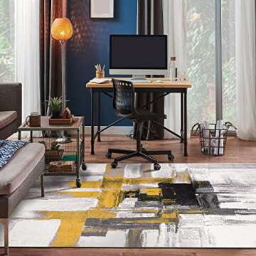 Rugshop Contemporary Modern Abstract Area Rug 5' x 7' Gold