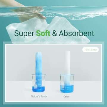 Nature's Purity Disposable Face Towel, Super Soft Face Clean Towels XL for Skincare and Makeup Removal, Biodegradable Face Washing Towels Face Drying Washcloth with Travel Pack 50ct+10ct