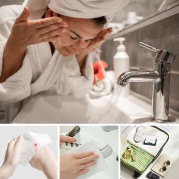 Nature's Purity Disposable Face Towel, Super Soft Face Clean Towels XL for Skincare and Makeup Removal, Biodegradable Face Washing Towels Face Drying Washcloth with Travel Pack 50ct+10ct