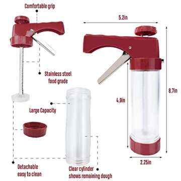 45PCS Cookies Press Gun Kit Set,DIY Cookie Maker With 16Cookie Discs,Icing Tips,Cleaning Brushes,EVA...