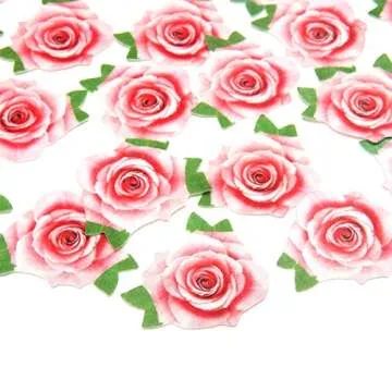 Not 3D 24Pcs Edible Cupcake Topper Pink Rose By Rice Paper Cake Decoration Party Decoration