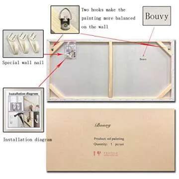 Bouvy Art,24x48Inch 100% Hand Painted City Skyline Framed Oil Paintings on Canvas Abstract Urban Landscape Artwork Modern Cityscape Wall Art Oil Hand Painting for Dinning Room Office