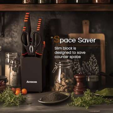 Astercook 15 Pcs Knife Set with Built-in Sharpener