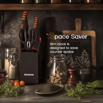 Astercook 15 Pcs Knife Set with Built-in Sharpener