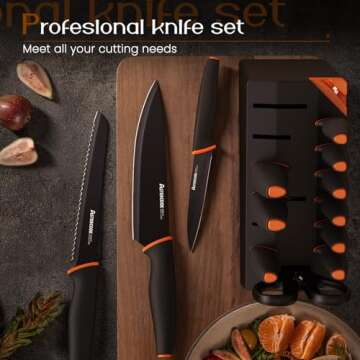 Astercook 15 Pcs Knife Set with Built-in Sharpener