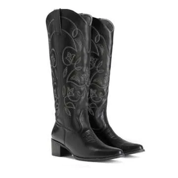 IUV Cowboy Boots For Women Pointy Toe Women's Western Cowgirl Knee High Boots