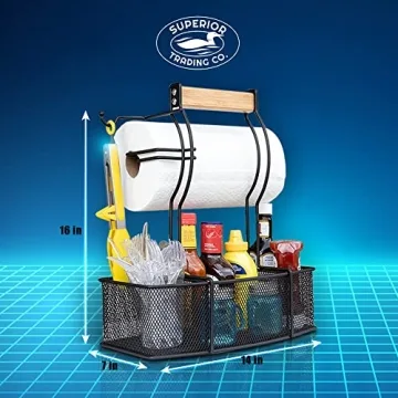 Superior Trading Co. Stainless Steel Caddy Organizer — Kitchen Organization, Condiment & BBQ Utensil, Picnic, Grill Camping Accessories Paper Towel Cleaning Caddy, Bathroom