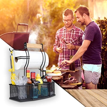 Superior Trading Co. Stainless Steel Caddy Organizer — Kitchen Organization, Condiment & BBQ Utensil, Picnic, Grill Camping Accessories Paper Towel Cleaning Caddy, Bathroom