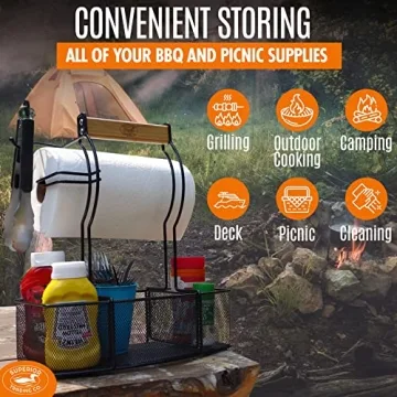 Superior Trading Co. Stainless Steel Caddy Organizer — Kitchen Organization, Condiment & BBQ Utensil, Picnic, Grill Camping Accessories Paper Towel Cleaning Caddy, Bathroom