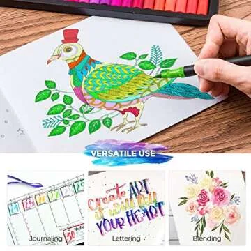 Mogyann Markers for Adult 100 Colors Dual Tip Pens with Fine and Brush Tip for Coloring and Calligraphy Drawing