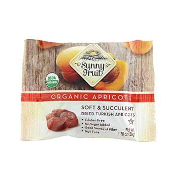Sunny Fruit Organic Apricots - Soft & Succulent Dried Turkish Apricots - 12 Portion PK