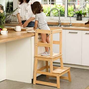 Kitchen Step Stool for Toddlers, Montessori Kids Learning Stool,Baby Standing Tower for Counter,Chil...