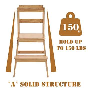 Kitchen Step Stool for Toddlers, Montessori Kids Learning Stool,Baby Standing Tower for Counter,Children Standing Helper (Natural)