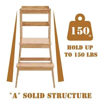 Kitchen Step Stool for Toddlers, Montessori Kids Learning Stool,Baby Standing Tower for Counter,Children Standing Helper (Natural)