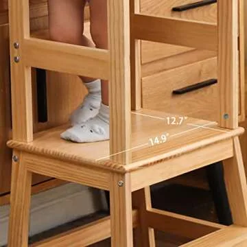 Kitchen Step Stool for Toddlers, Montessori Kids Learning Stool,Baby Standing Tower for Counter,Children Standing Helper (Natural)