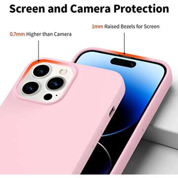 Amytor Designed for iPhone 14 Pro Max Case, Silicone Ultra Slim Shockproof Phone Case with Soft Anti-Scratch Microfiber Lining, [Enhanced Camera Protection] 6.7 inch (Pink)