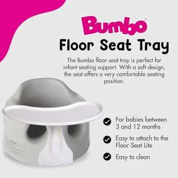 Bumbo Baby Floor Seat, Portable Infant Sit Up Activity and Eating Chair w/Tray, Cool Grey