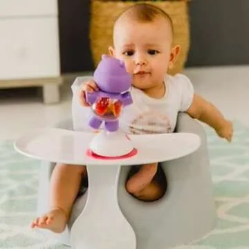 Bumbo Baby Floor Seat, Portable Infant Sit Up Activity and Eating Chair w/Tray, Cool Grey