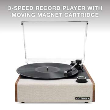 Victrola Eastwood II Record Player, Oak Finish Turntable with Speakers, Bluetooth 5.1 and Vinyl Stre...