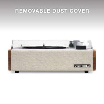 Victrola Eastwood II Record Player, Oak Finish Turntable with Speakers, Bluetooth 5.1 and Vinyl Stream Technology, Vintage Style 3-Speed Vinyl Player, Audio Technica AT-3600LA Cartridge