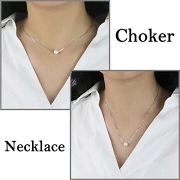 Sereney Single Pearl Neckle for Women S925 Sterling Silver, Inspirational Encouragement Gifts for Women, Simple Pearl Necklace as Gifts for Her, Everyday Pearl Jewlery Gifts Birthday Gift for Women