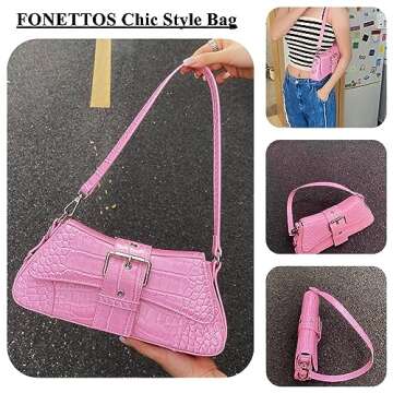 FONETTOS Y2K Punk Funky Bag, Sourpuss Goth Crossbody Sfly Unique Purse Novelty Cool Rock Trendy Women Shoulder Bags Fashion Girls Handbag Pink