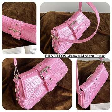 FONETTOS Y2K Punk Funky Bag, Sourpuss Goth Crossbody Sfly Unique Purse Novelty Cool Rock Trendy Women Shoulder Bags Fashion Girls Handbag Pink