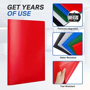 Sooez Durable 5 Pack 2-Pocket Folders with Secure Tabs