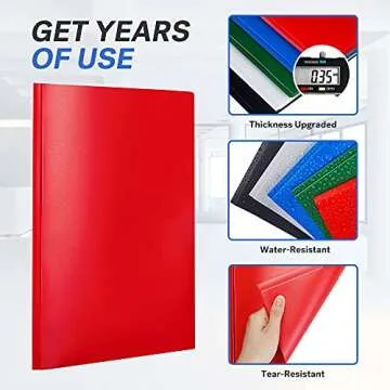 Sooez Durable 5 Pack 2-Pocket Folders with Secure Tabs