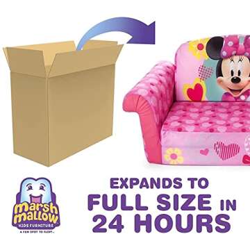 marshmallow Furniture, Children's 2 in 1 Flip Open Foam Sofa, Minnie Mouse, by Spin Master