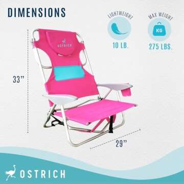 Ostrich Lightweight Beach Reclining Chair - Pink