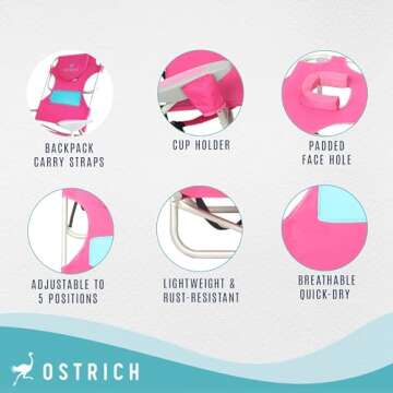 Ostrich Lightweight Beach Reclining Chair - Pink