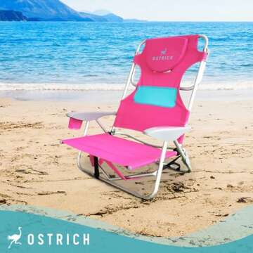 Ostrich Lightweight Beach Reclining Chair - Pink