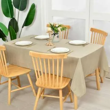 Hiasan 2 Pack Faux Linen Rectangle Tablecloth - Wrinkle and Stain Resistant Washable Table Cloth for...