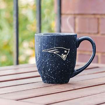 Rico Industries NFL Football New England Patriots Primary 16 oz Team Color Laser Engraved Ceramic Coffee Mug