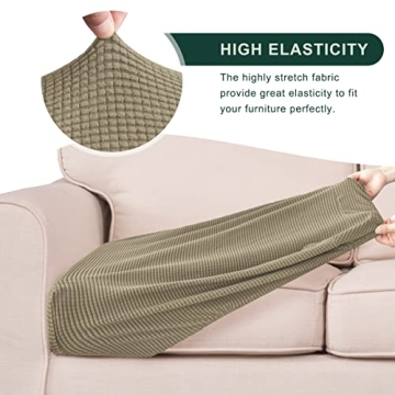 CHUN YI Stretch Loveseat Couch Cushion Cover Suitable for 2 Settee, Sofa Seat Slipcover with Spandex Jacquard Fabric(Medium,Sand)