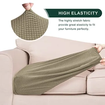 CHUN YI Stretch Loveseat Couch Cushion Cover Suitable for 2 Settee, Sofa Seat Slipcover with Spandex Jacquard Fabric(Medium,Sand)