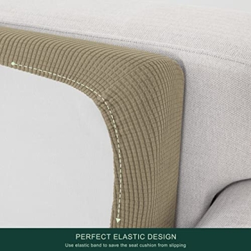 CHUN YI Stretch Loveseat Couch Cushion Cover Suitable for 2 Settee, Sofa Seat Slipcover with Spandex Jacquard Fabric(Medium,Sand)