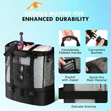 EUDELE Beach Tote with Cooler - Versatile & Durable